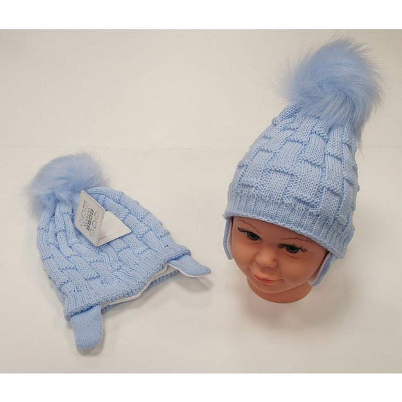 Blue knitted Pom hats