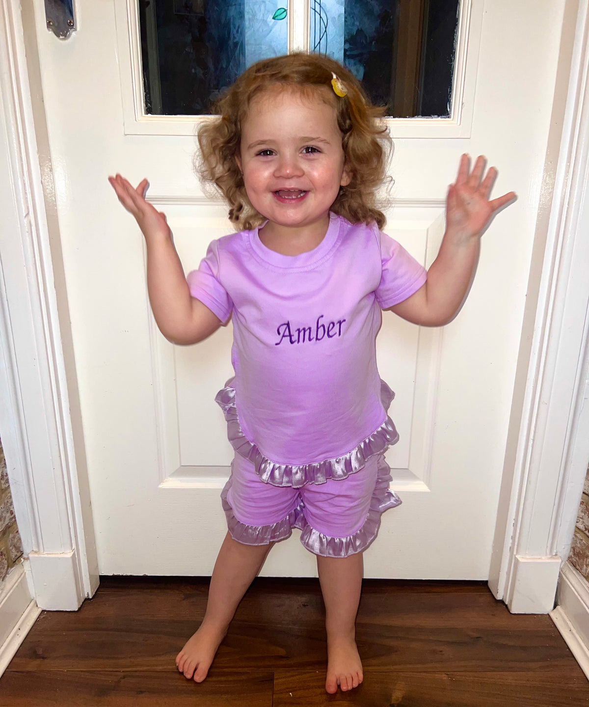 T shirt and ruffle shorts