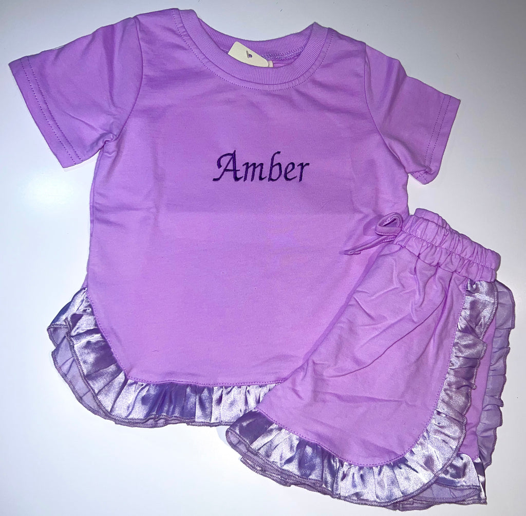 T shirt and ruffle shorts