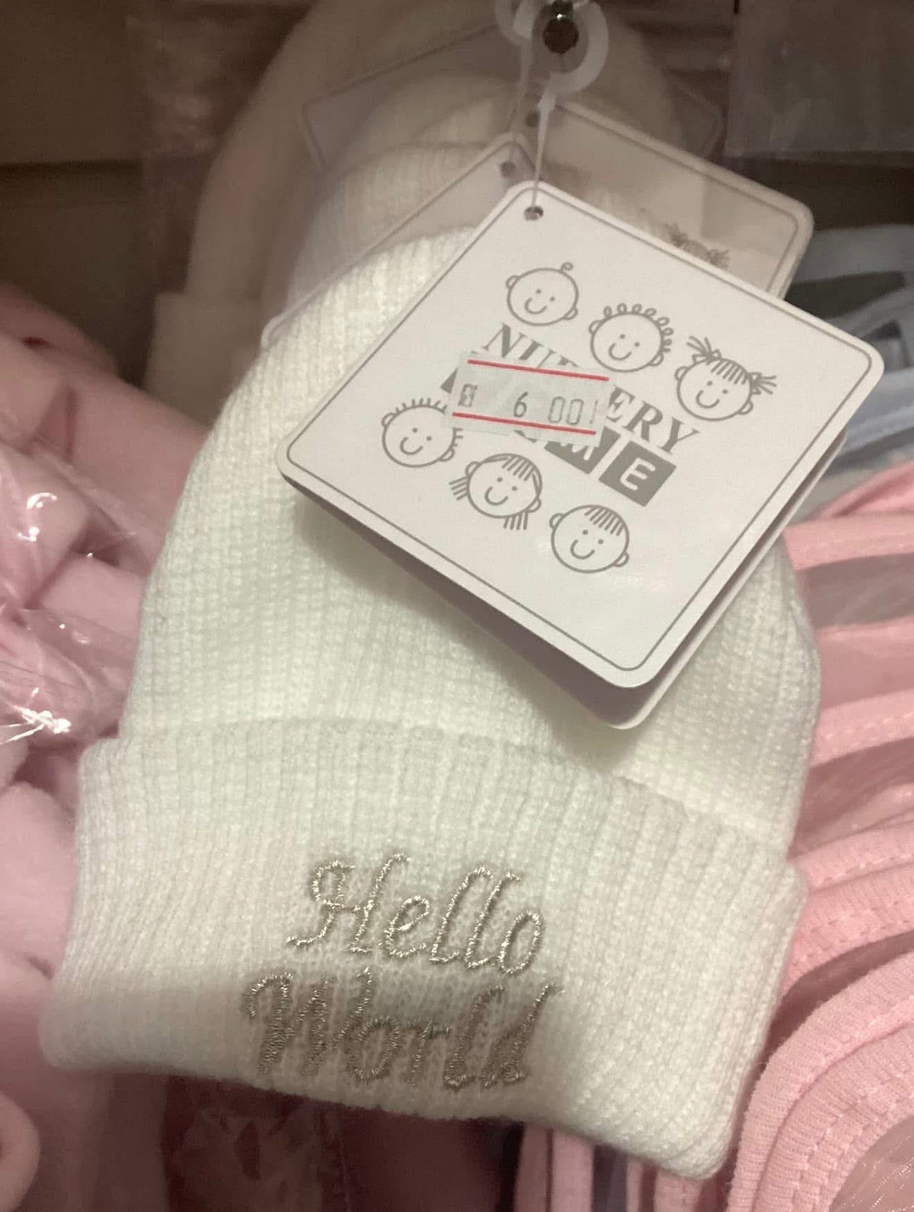 Hello world knitted beanie