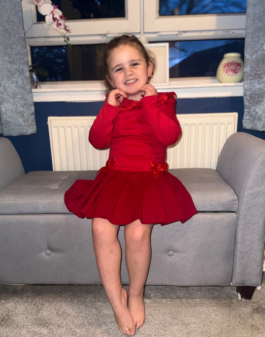 Red Ruffle Bow Party Dress