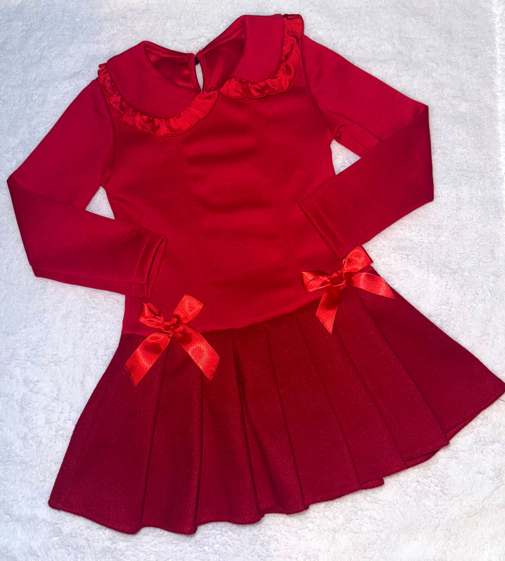 Red Ruffle Bow Party Dress