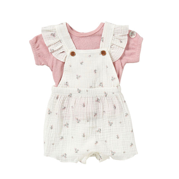 2 piece floral dungaree set
