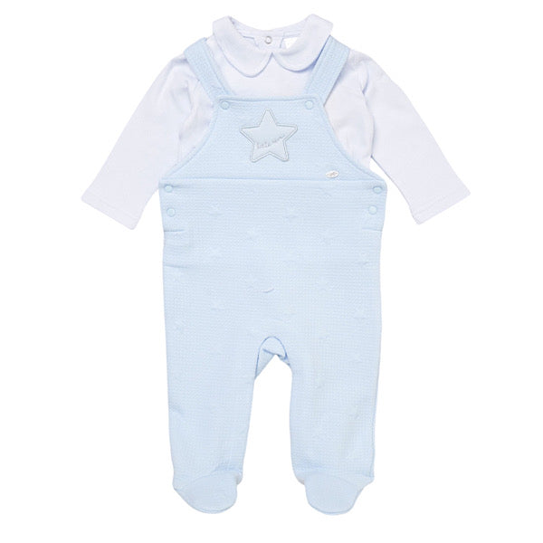 Baby blue and white star dungaree set