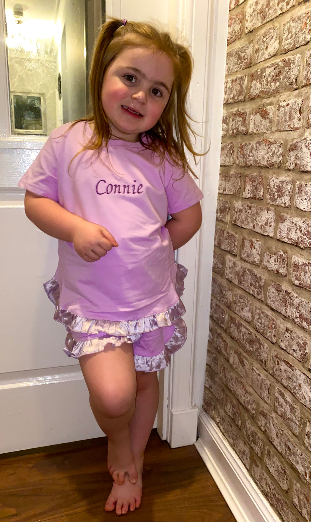 T shirt and ruffle shorts