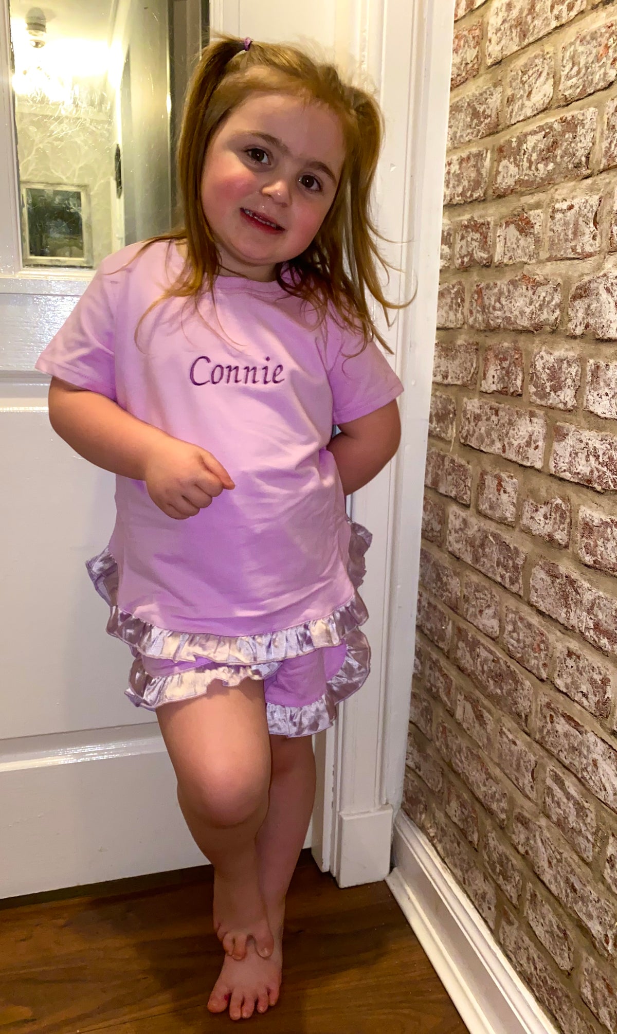 T shirt and ruffle shorts