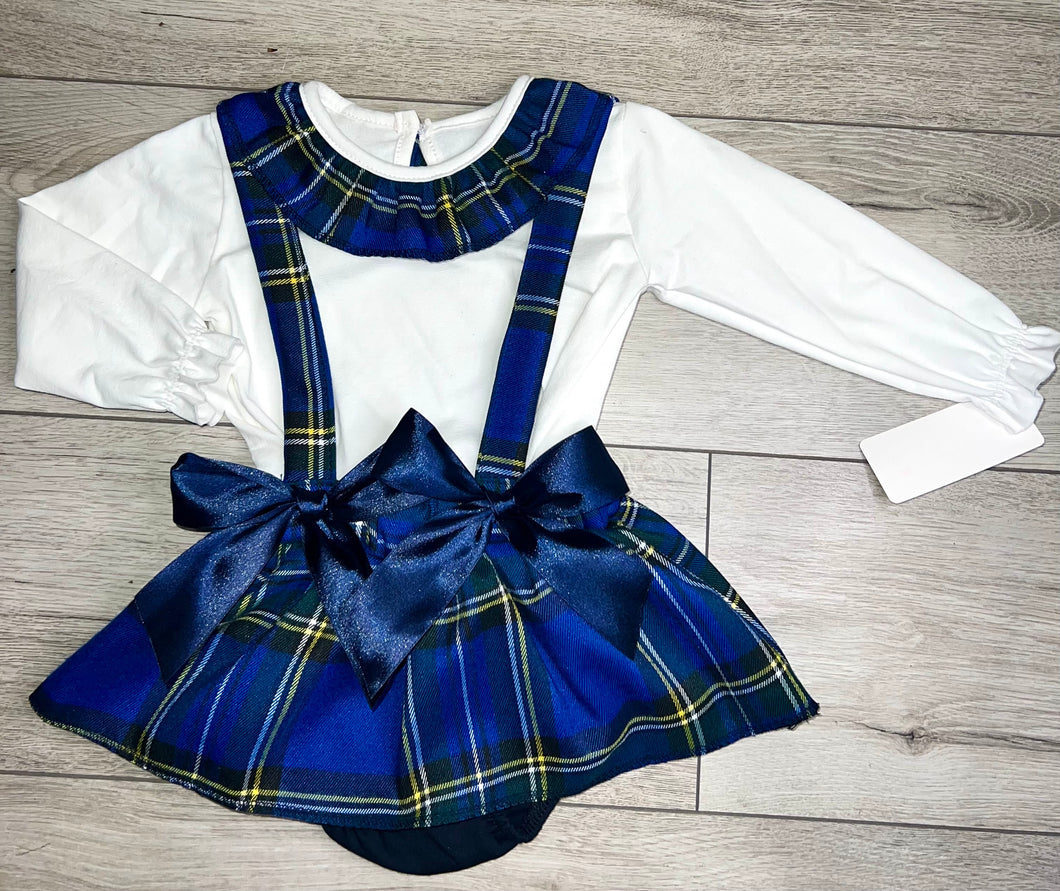 Tartan bow Sadie pinafore & blouse