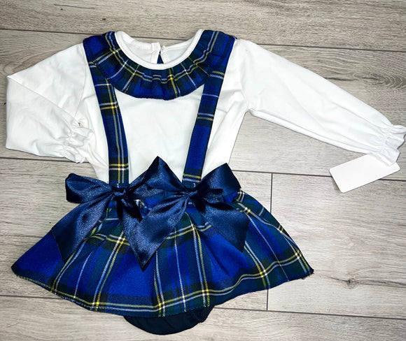 Tartan bow Sadie pinafore & blouse