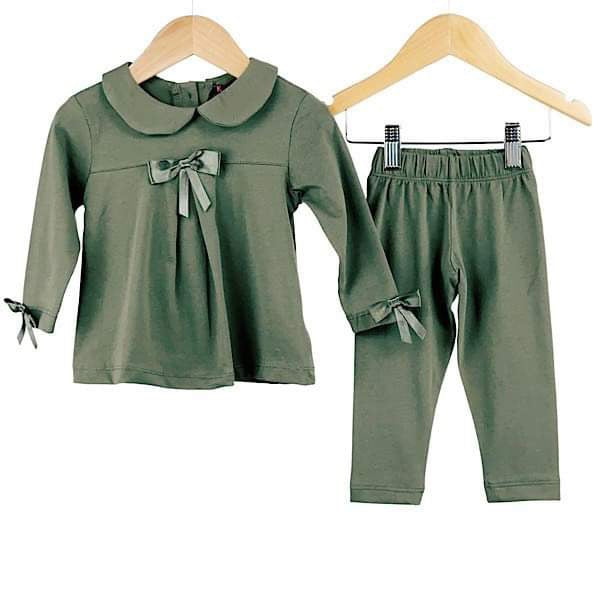Khaki bow leggings set