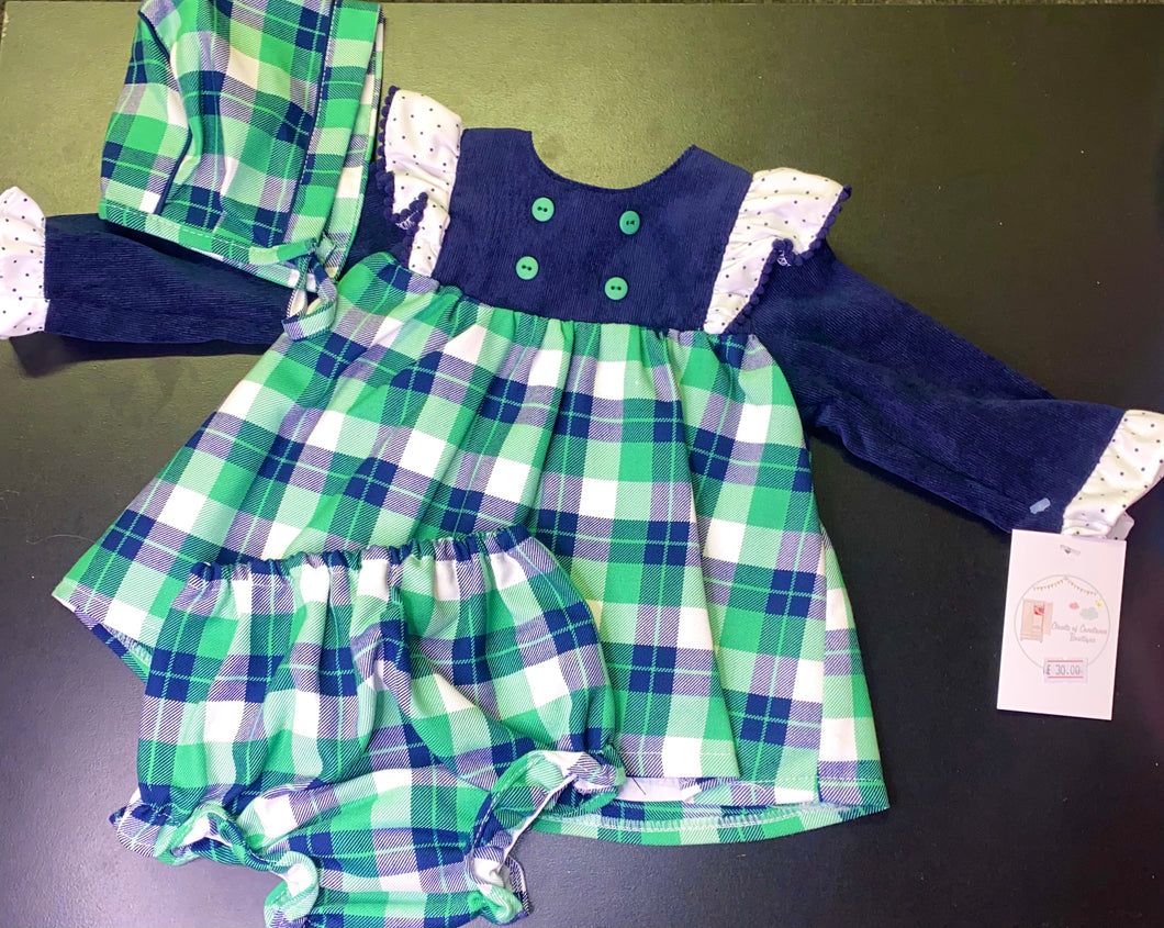 Cely dress, bloomers and bonnet