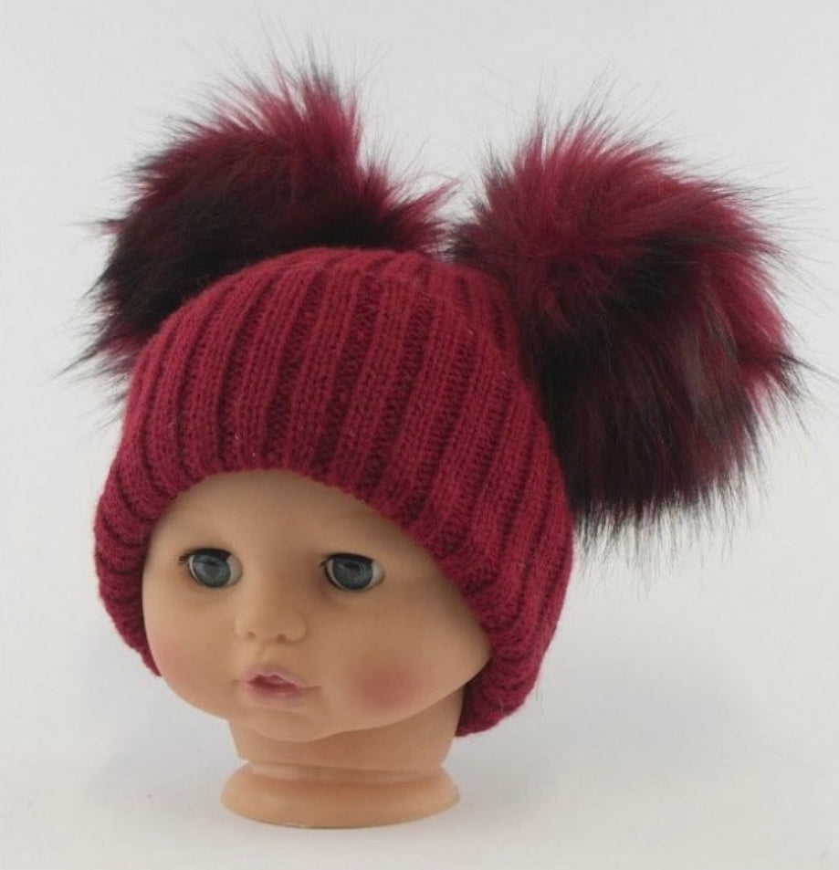 Winter double Pom Pom hats