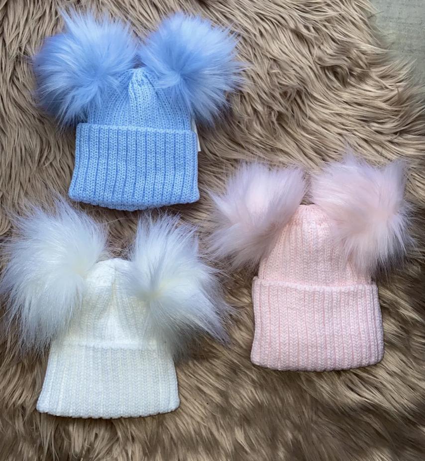 Winter double Pom Pom hats
