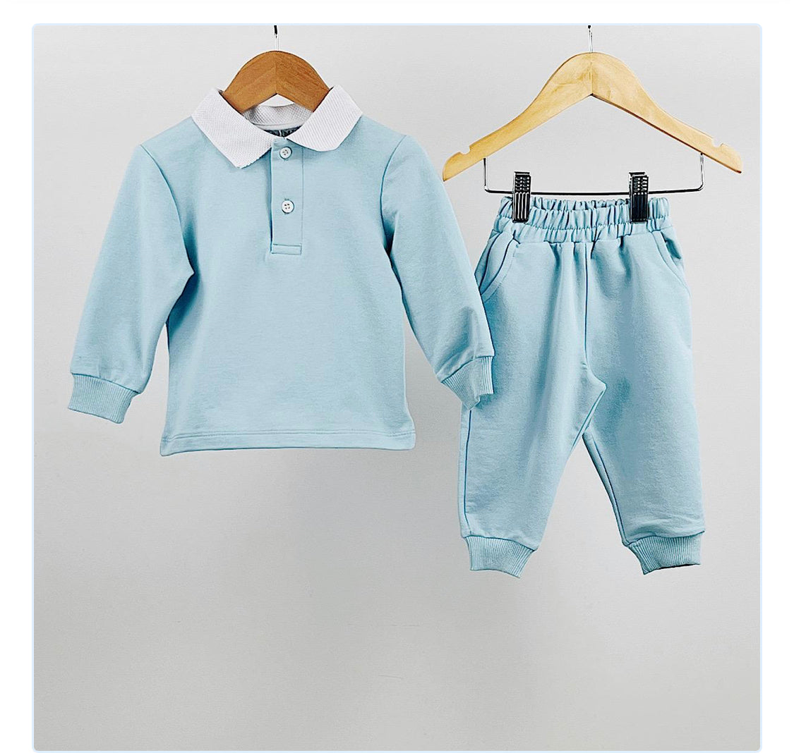 Baby blue with white collar Ayden set