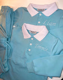 Baby blue with white collar Ayden set