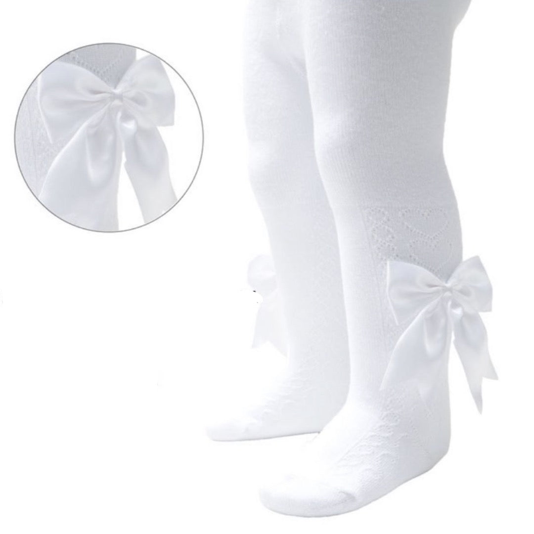 White bow tights