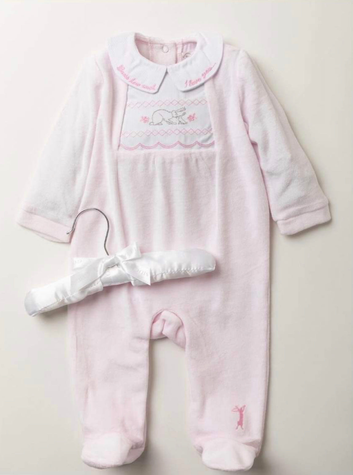 Bunny velour sleepsuit