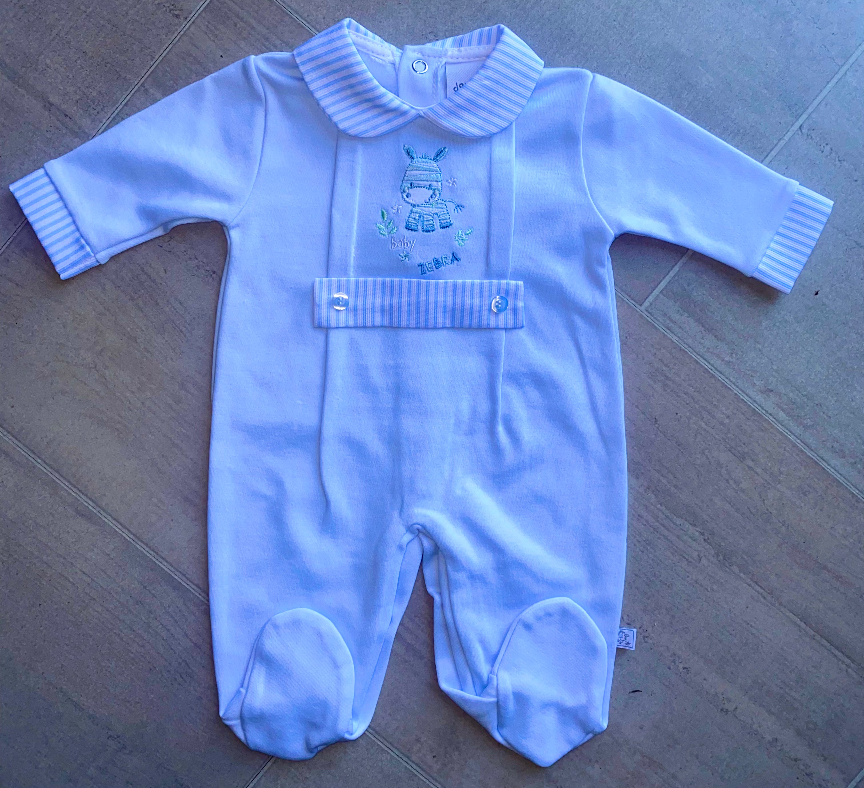 Blue Zebra  sleepsuit