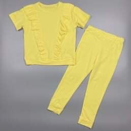 Darcy lemon 2 piece ruffle leggings and top set