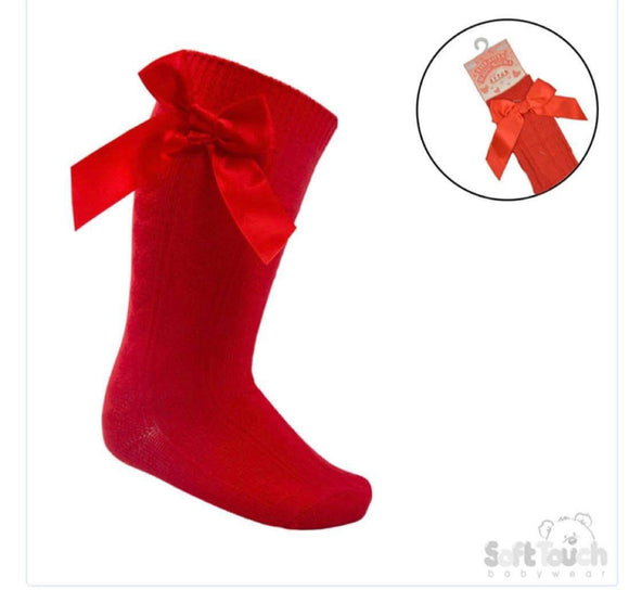 Red bow knee high socks