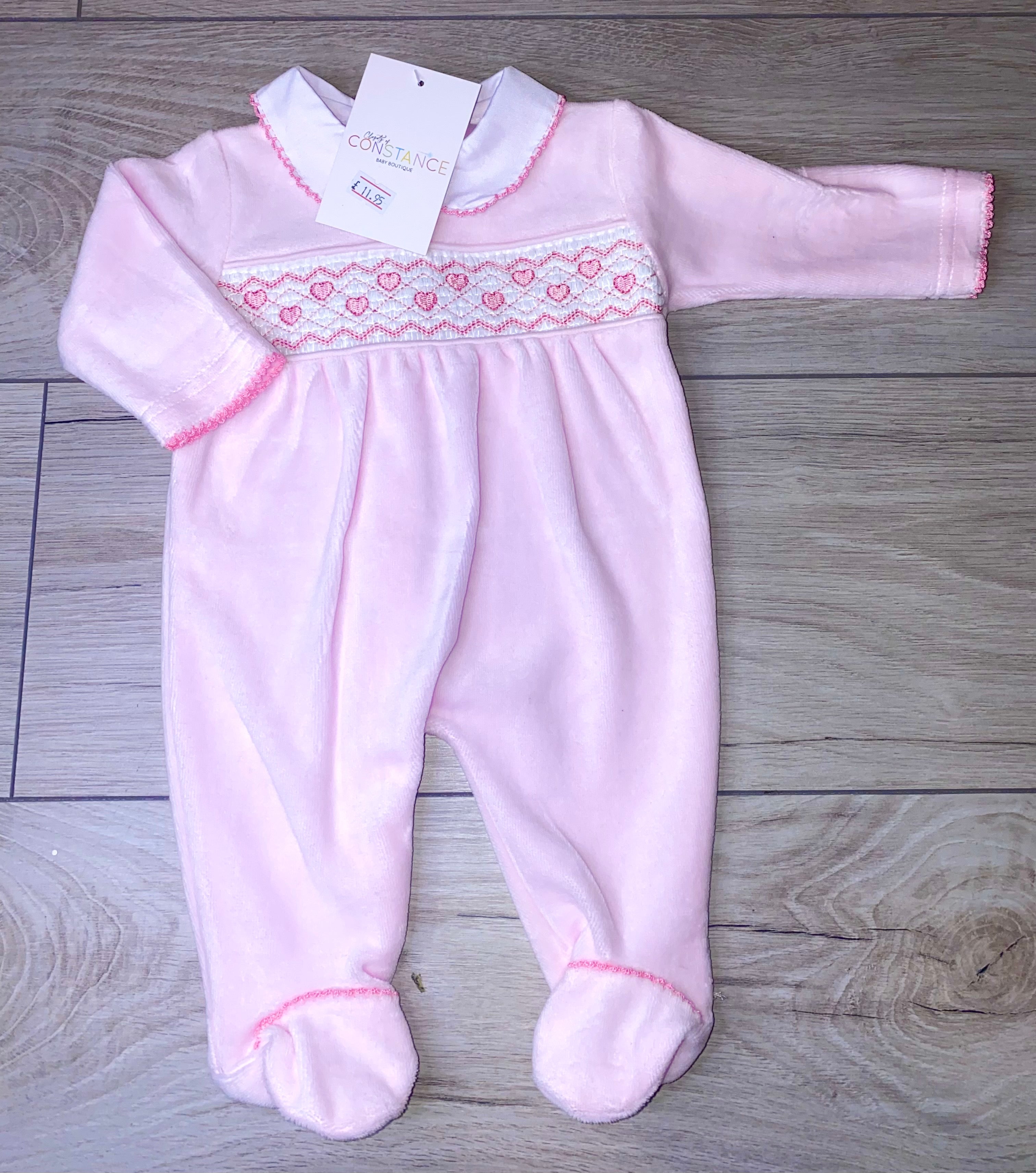 Hearts velour sleepsuit